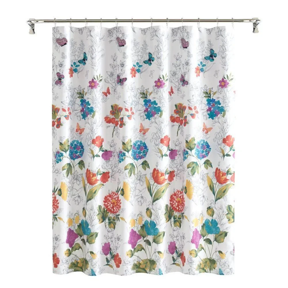 The Pioneer Woman Blooming Bouquet Floral Embroidered Cotton-Rich Shower Curtain